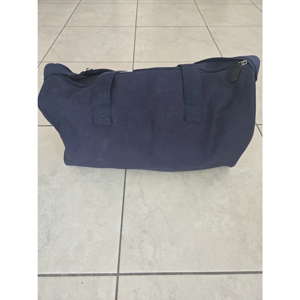 Polo Ralph Lauren 20" Canvas Duffle Bag Navy/White Striped Zip Shoulder Strap - Picture 2 of 6